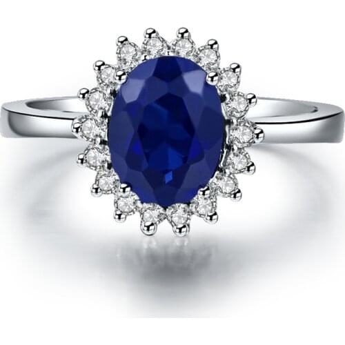 1.5 Carat Solid White Gold Blue Terrific Diamond Engagement Ring For Women Oval Shape High Quality Guarantee