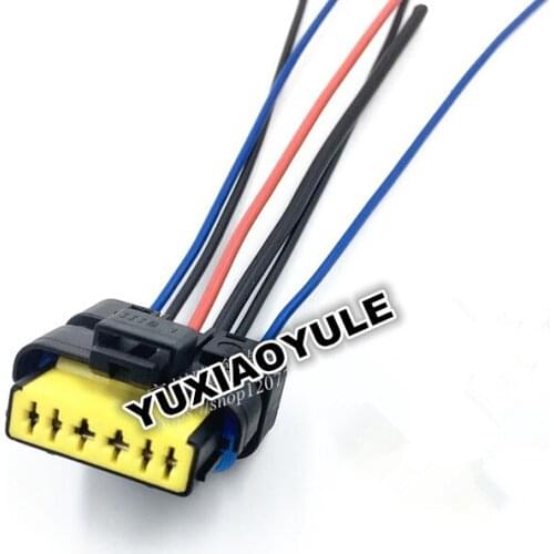 1pcs/lot 6 Pin/Way Throttle Valve Wire Harness Female Waterproof Electrical Connector With Pigtail For Renault Peugeot Citroen