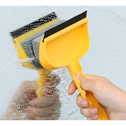 2in1 Magic Kitchen Sponge Brush Silicone Blade Car Glass Shower Squeegee Window Glass Wiper Scraper Brush Tool for Washing