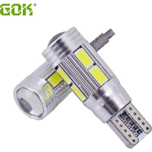 2 X T10 LED canbus W5W 194 Xenon White LED CANBUS T10 10LED NO OBC ERROR t10 10SMD LED 5630 5730 with Lens Projector Aluminum