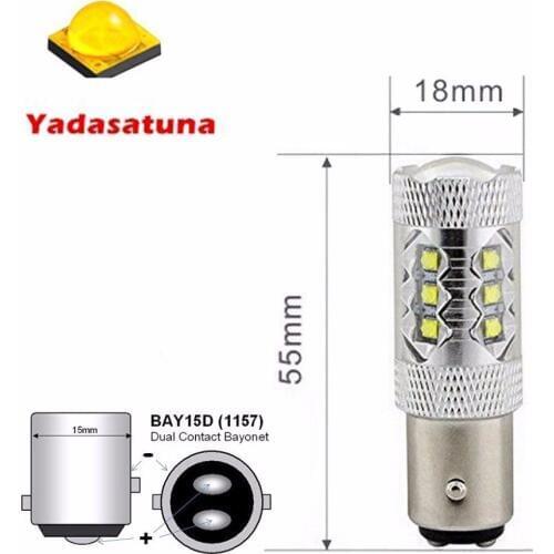 2 X 80W 1157 BAY15D Super Bright Cree Chips led Bulbs - For car DRL Fog Brake Lights Turn Signal Tail Lamps - White