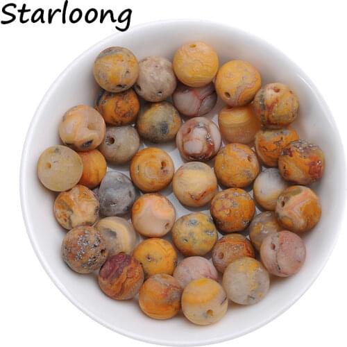 4-12mm Pick Size Natural Stone Round Matt Crazy Lace Agates Loose Strand Spacer Beads For DIY Jewelry Making Bracelets 15"inches