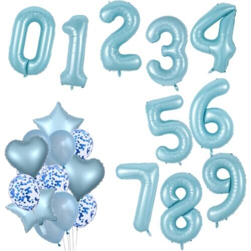 40inch Blue Number Foil Balloons Big 0 1 2 3 4 5 6 7 8 9 Happy Birthday Party Wedding Decoration 18 Years Old Balloon Supplies