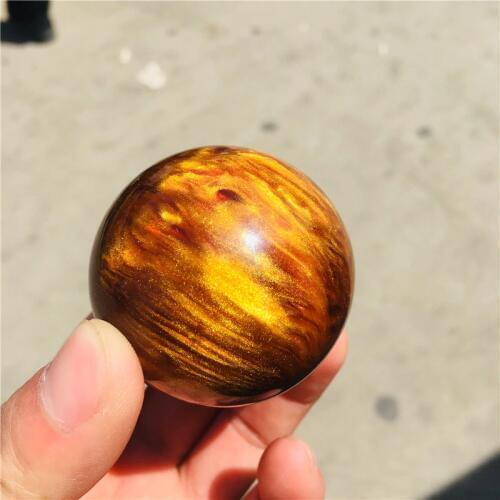 50MM GOLD SEA WILLOW CORAL SPHERE BALL ORB SPECIMEN healing