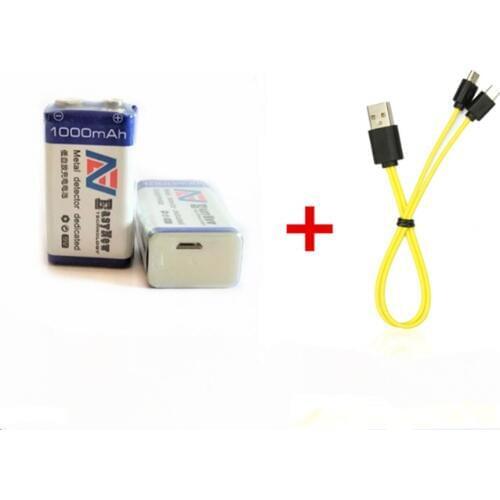 2pcs 1000mAh 9V rechargeable battery 6F22 USB lithium-ion battery with Micro USB cable for fast charging