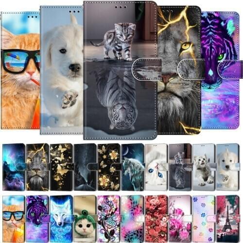 Etui On for Huawei P10 P9 P8 Lite Case Wallet Flip Leather Case for Huawei P30 P20 Pro P 20 Lite 2019 Cute Animal Phone Cover
