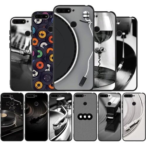 Black Vinyl Record Player black Silicone Phone Case For honor 30 20 Pro 8 8X 9 10 20 Lite Mate 10 20 30 Lite Pro cover