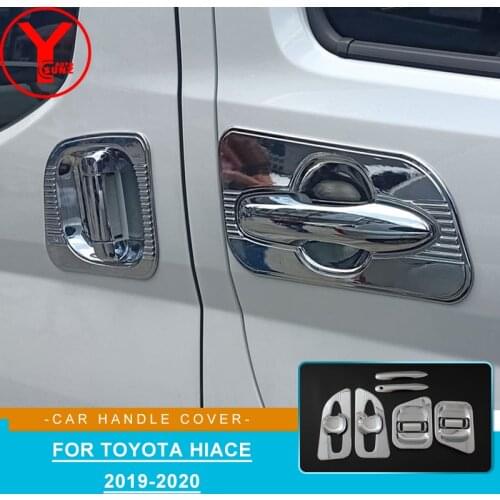 Chrome Side Door Handle Protector For Toyota Hiace Commuter Van 2019 2020 Car Hnadle Insert Accessories Exterior Parts YCSUNZ
