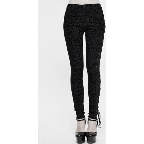 Gothic Black Joggers Skinny Streetwear Women Pants Side Cross Ties Hollow Out Punk Pencil Pants Women Trousers