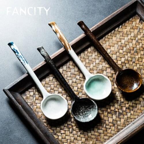 FANCITY Japanese-style creative ceramic spoons Small restaurant restaurant household spoons, eating spoons, coffee spoons
