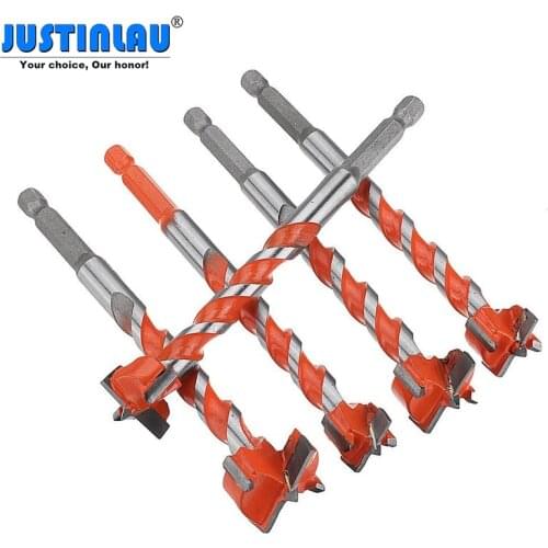 JUSTINLAU 16-25mm Hex Shank Twist Drill Bit Set Hinge Hole Cutters Woodworking Hole Saw Tool