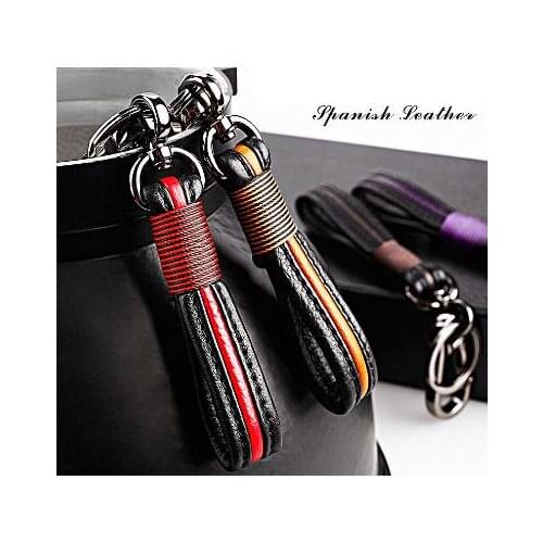 Handmade Leather Car Keychain Home Key Ring Man and Woman Waist Hanging Key Chains For Audi BMW Volvo Lexus KIA Toyota