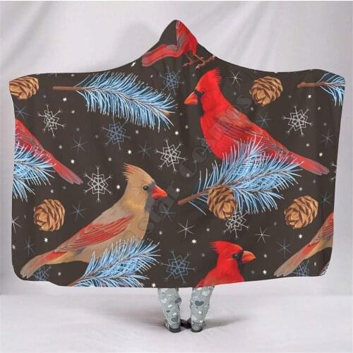 Bird Beautiful Breathable Hooded Blanket 3D Printed Wearable Blanket Adults men women kids Boy Girl Blanket blanket throw 02