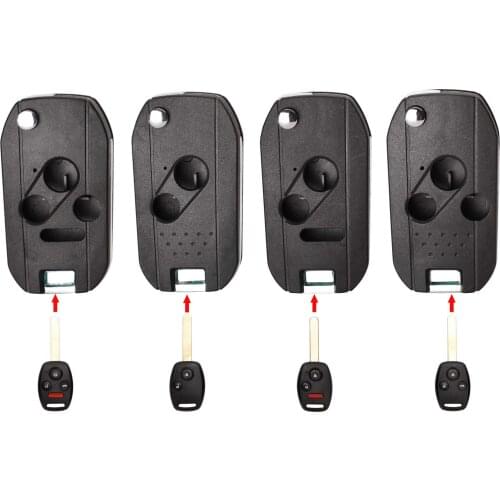 Kutery 2/3/4 Buttons Replacement Flip Folding Remote Car Key Shell Case For Honda Odyssey Rigeline Accord CRV Civic