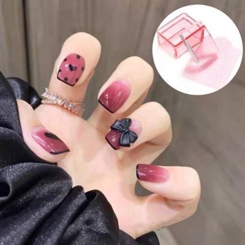 Nail Square Stamper Print Image Transparent Silicone Seal DIY French Manicure Nail Scraper Polish Manicure Plate Templates Set