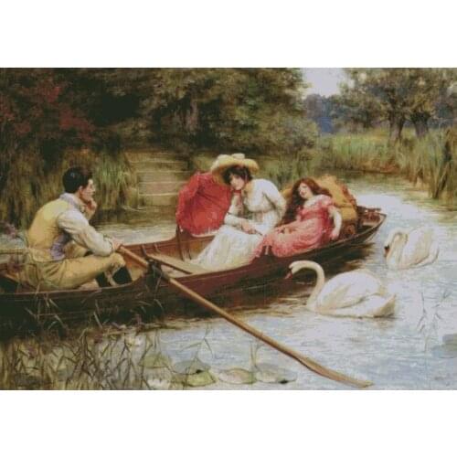 Summer Pleasures on The River Cross Stitch Kits Art Crafts Top Quality Embroidery Needlework DIY 14CT Unprinted Decor Handmade