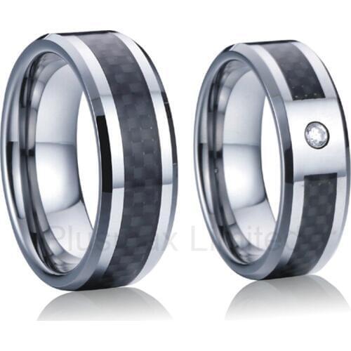 Anel masculino classic custom black carbon fiber titanium wedding band rings for men and women