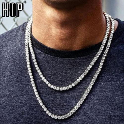 Hip Hop 5MM Mens Necklaces Iced Out 1 Row Rhinestone Choker Bling Crystal Tennis Chain Necklace For Men Jewelry DropShipping