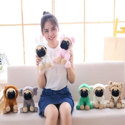 20cm Soft Cuter Animals Pug Dog Plush Toys Dogs Cos Cosplay Dinosaur Rabbit Elephant lion Sheep leopard Stuffed Dolls