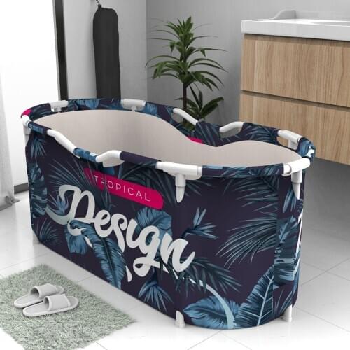 Inflatabl Foldable Bathtub Waterproof PVC Cloth Portable Tub Bath Barrel with Thermal Insulation Cotton for Adult Children