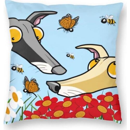 Greyhound Whippet Dog Cushion Cover 45x45 Home Decorative 3D Printing Cartoon Sighthound Throw Pillow Living Room Double Side