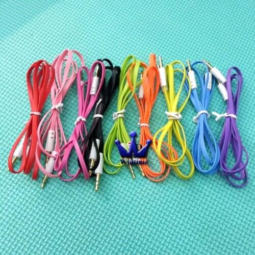 1000PCS/lot New 1M 3FT Flat noodles audio cables 3.5mm Male to Male Stereo jack Aux Cable for car /cellphone /tablets GPS etc