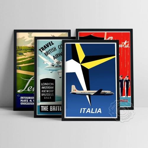 World Travel Prints Poster, Leningrad British London Italia Journey Wall Painting, Airline Wall Picture, Plane Tour Wall Sticker