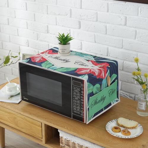 Printing Floras Linen Craft Dust Oil Proof Cover with Pockets for Home Microwave Oven Roaster Protection Decoration FC115