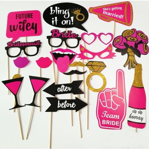 Wedding Photo Booth Props Printed Pieces Wooden Sticks Strike a Pose Sign Sunrise Party Supplies