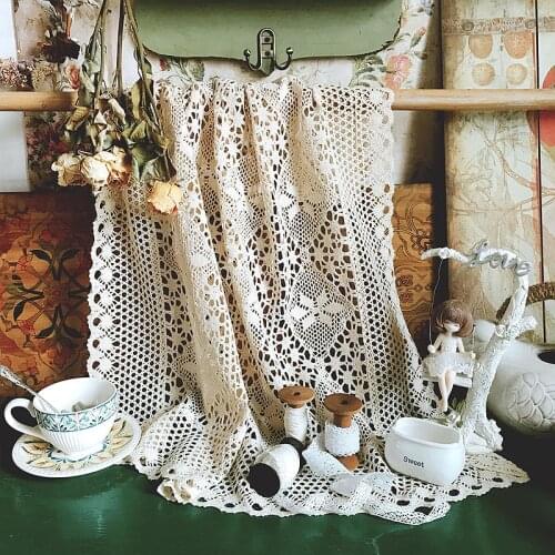 Retro Pastoral Style Crochet Handmade Tablecloth Hollow Lace Tea Table Cloth Small Cover Towel Sofa Armrest Towel #4