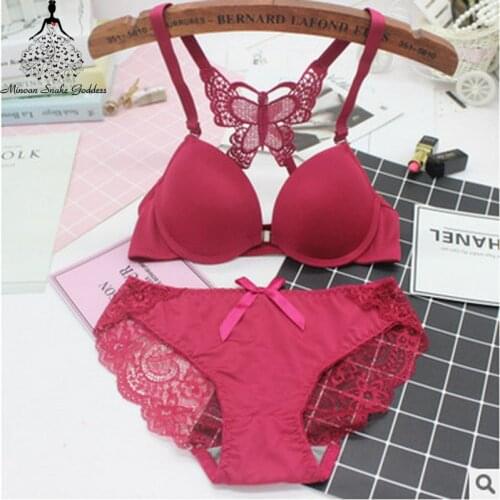 Sexy Bra Set For Women Underwear Lingerie Female Intimates Brand Bra Brief Set Push Up Front Closure Bralette Panties AB Cup