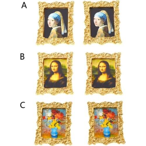 DaVinci Mona Lisa Oil Painting Art Portrait Frame Stud Earrings Portrait Frame Women Fashion Jewelry
