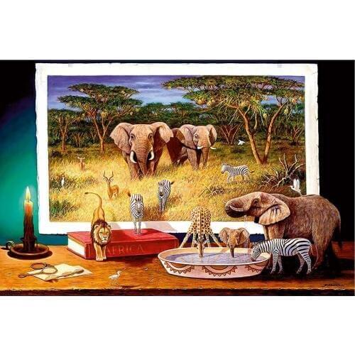 Elephant zebra The wooden puzzle 1000 pieces ersion jigsaw puzzle white card adult childrens educational toys