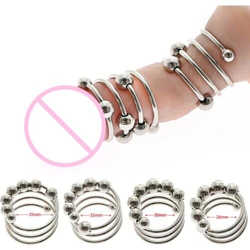 Spiral GLANS RING Cock Ring with Bead Stainless Steel Male Sex Ring Stop Premature Ejaculation Erection Cock Cage,Fetish toys