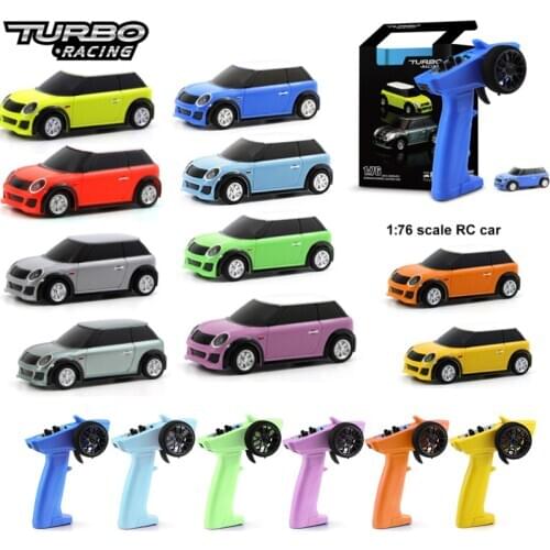 Turbo Racing 1:76 Colorful RC Car Mini Full Proportional With Remote Electric RTR Kit Control Toys For Kids and Adults