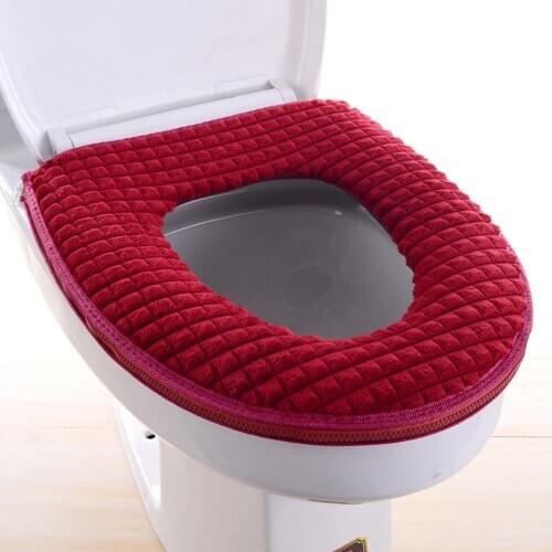 Bathroom Soft Thicker Warmer Toilet Seat Cover Pads Plush Toilet Cover Seat Lid Pad Home Decoration Toilet Seat Cover