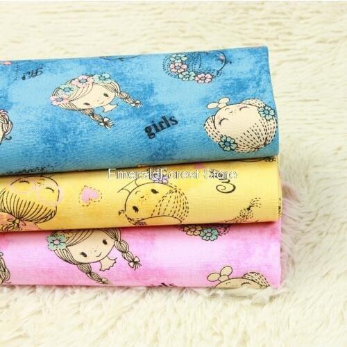 High quality thick cotton cloth lovely girl printed cloth Handmade DIY mouth gold bag clothing fabric pure cotton 90cmx110cm
