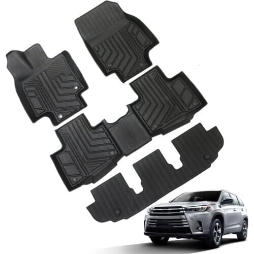 High Quality Car Floor Mats All Weather 3D Thick Rubber TPE Car Carpets for TOYOTA HIGHLANDER 7 Seats Version 2014-2019