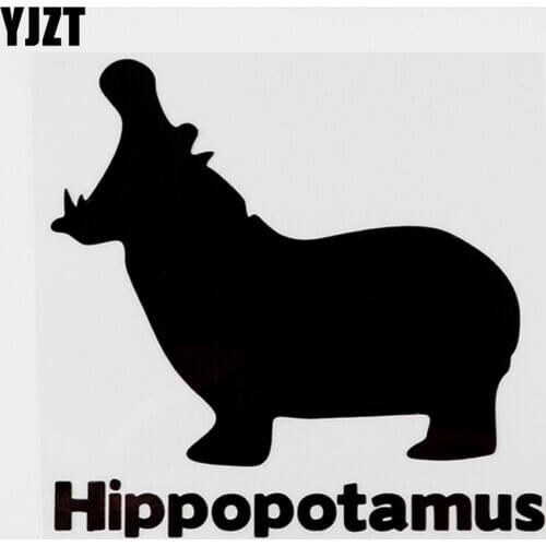 YJZT 13CM×12.4CM Fun Animal Hippopotamus Vinyl Car Sticker Decal Black/Silver 8C-0263