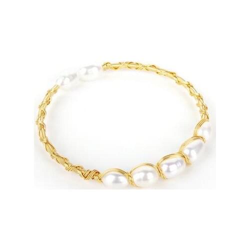 Jewelry Hand woven Winding 14k Gold injection 100% Natural freshwater Pearl bracelet for women
