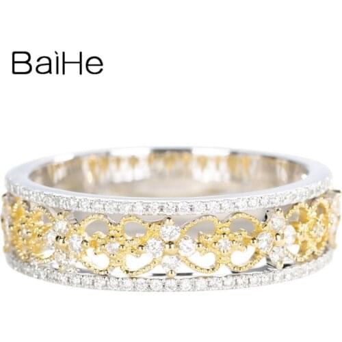BAIHE Solid 14K White/Yellow/Rose Gold 0.31ct H/SI Natural Diamond ring Women кольцa wedding Band Diamond Ring Women кольцo