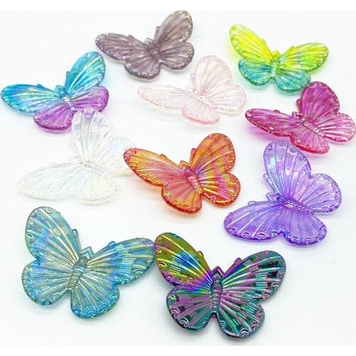 10 pcs/lot Butterfly Shape Beads Multi Gradient Color Acrylic Beads For Jewelry Making Handmade DIY Accessories