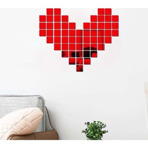 100Pcs/set Acrylic Mirror Wall Sticker Self-adhesive 3D Wallpaper DIY Home Decoration 2*2cm