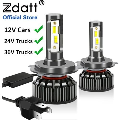 ZDATT 2PCS 100W Car Led Light H1 H3 H11 H13 HB3 HB4 H4 H7 LED Canbus Bulb 12000Lm 6500K 360 12V 24V 36V Truck Auto Headlight
