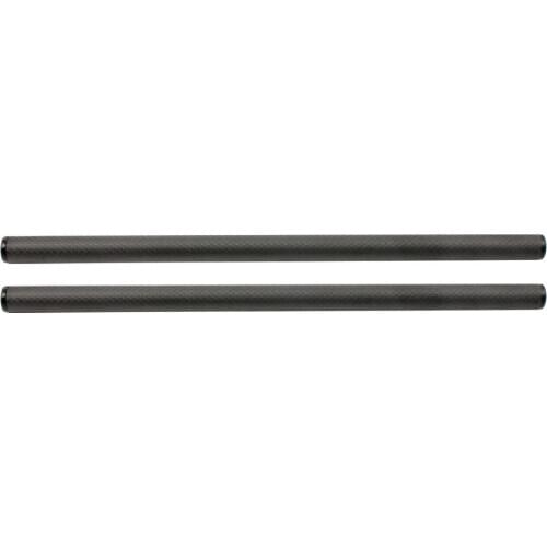 2 Pieces 15mm Carbon Fiber Rods (12 Inch) for 15mm Rail Support System, LCD Light, Follow Focus, Matte Box (Black)