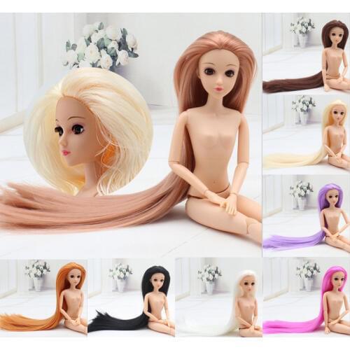27 Styles Real Eyelash Nude Naked doll /3D Eyes / 12 Joint Movable / Cosplay Big Long Stright Hair to floor Body For Toy Doll
