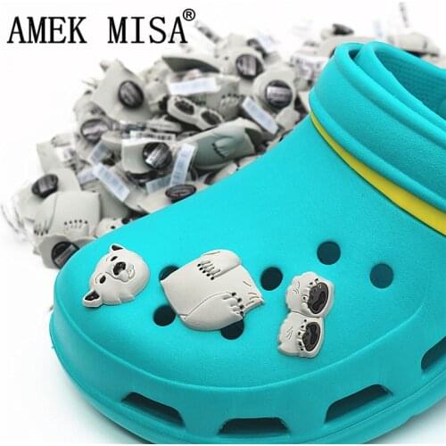 3Pcs a Set Shoe Decorations Novelty Cute PVC Animal 3D Polar Bear Garden Shoes Accessories Croc Buckles Charm Ornaments 3D-BJX03