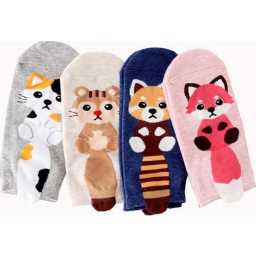 4Pairs/Lot Women Cartoon Ankle Socks Spring Summer And Autumn Colorful Funny Squirrel Sock Womens Cotton Short Socks