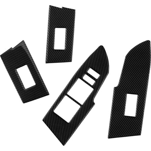 4Pcs/Set Car Black Carbon Fiber Window Lift Switch Panel Cover Trim Frame Fit For Toyota Corolla 2014 2015 2016 2017 2018