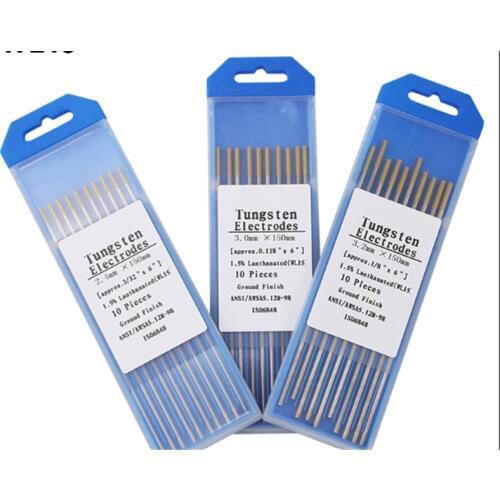 5 Piece Gold Color WL15 0.04" 1/16" 4/51" 3/32" 1/8" Lanthanated Electrode Head Tungsten Needle/Rod For Welding Machine